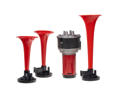 Fanfára3-tónová 220mm, 12V červená s kompresorem