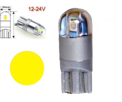 Auto LED 12/24V T10 2xchip žlutá
