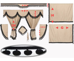 Záclonka komplet béžová / bambulky černé*