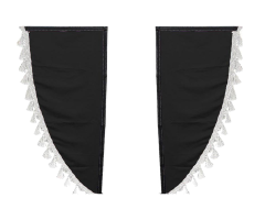 Boky ozdobné černé / třásně bílé